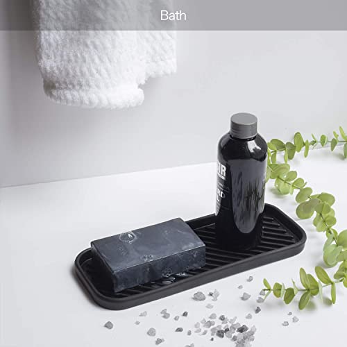 Social Clean Silicone Sponge Holder - Kitchen Sponge Holder, Silicone Soap Tray, Dishwashing Soap Holder (Black)