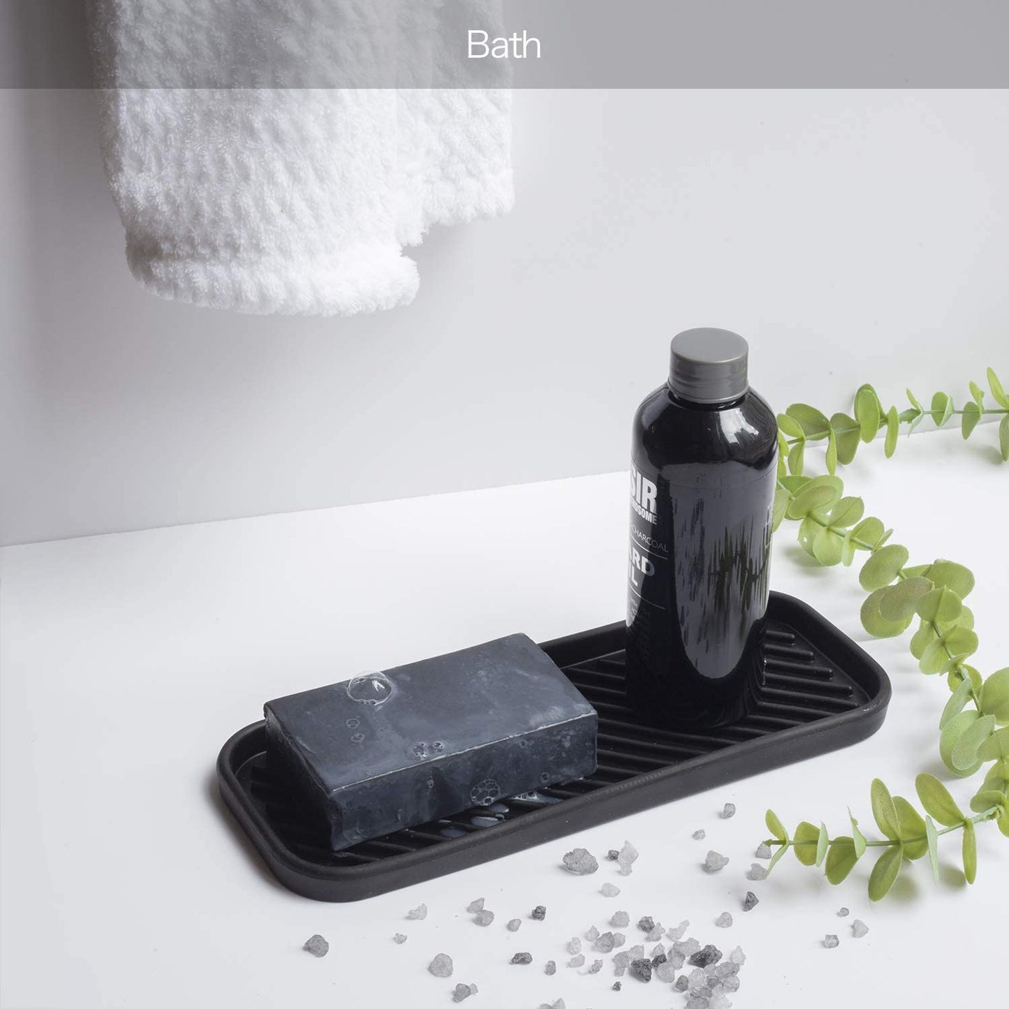 Social Clean Silicone Sponge Holder - Kitchen Sponge Holder, Silicone Soap Tray, Dishwashing Soap Holder (Black)