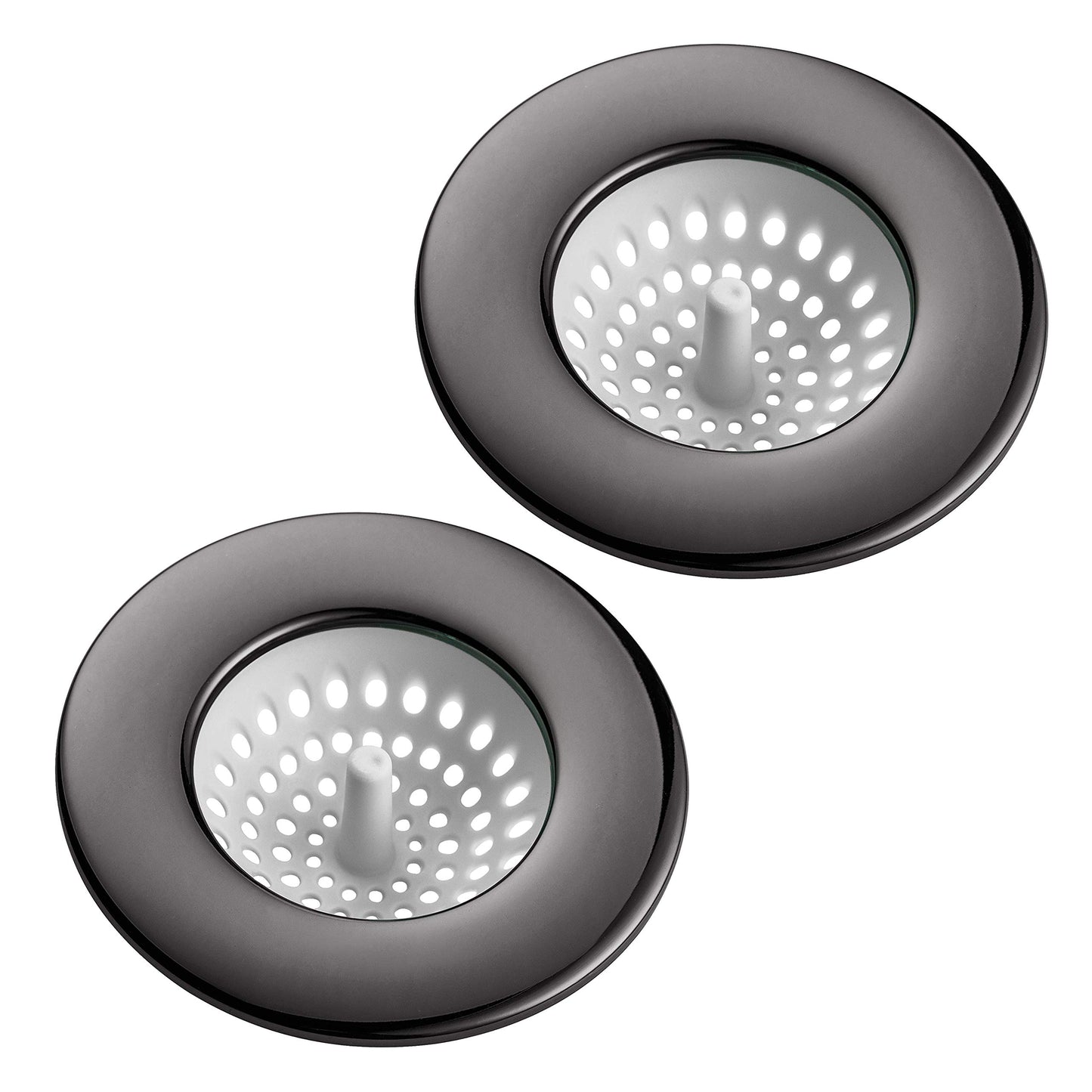 Country Kitchen Set of 2 Sink Strainers- Flexible Silicone Kitchen Sink Drainers, Traps Food Debris and Prevents Clogs, Large Wide 4.5’ Diameter Rim – Grey and Gun Metal (Grey)