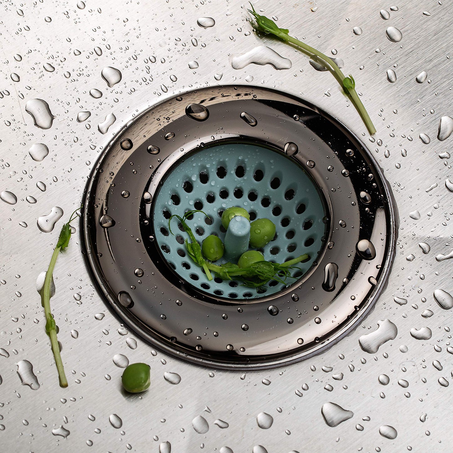 Country Kitchen Set of 2 Sink Strainers- Flexible Silicone Kitchen Sink Drainers, Traps Food Debris and Prevents Clogs, Large Wide 4.5’ Diameter Rim – Grey and Gun Metal (Grey)
