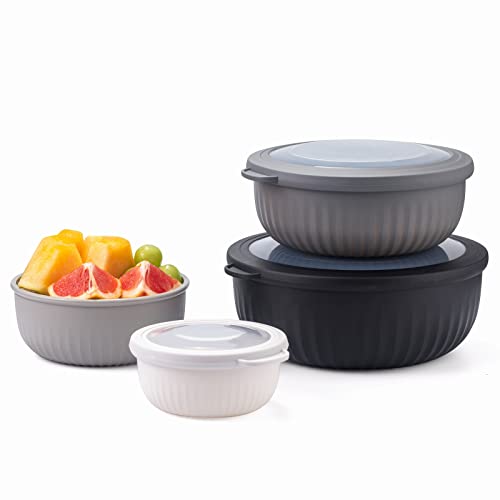 Cook with Color Mixing Bowls - 8 Piece Nesting Plastic Mixing Bowl Set with Lids
