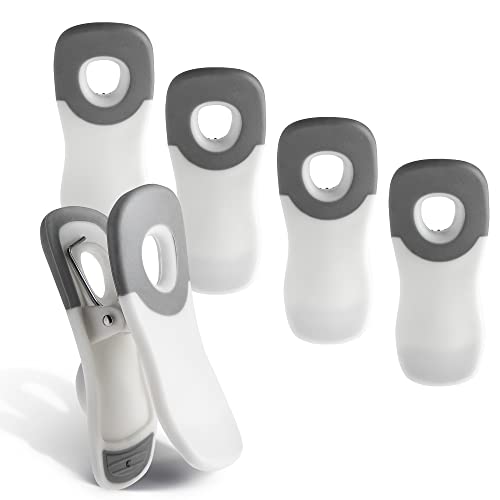 Cook with Color Five Pc Set of Magnetic Fridge Clips, Nylon Soft Touch Clips for Food and Kitchen Storage, Chip Clips and Snack Bag Clips with Airtight Seal