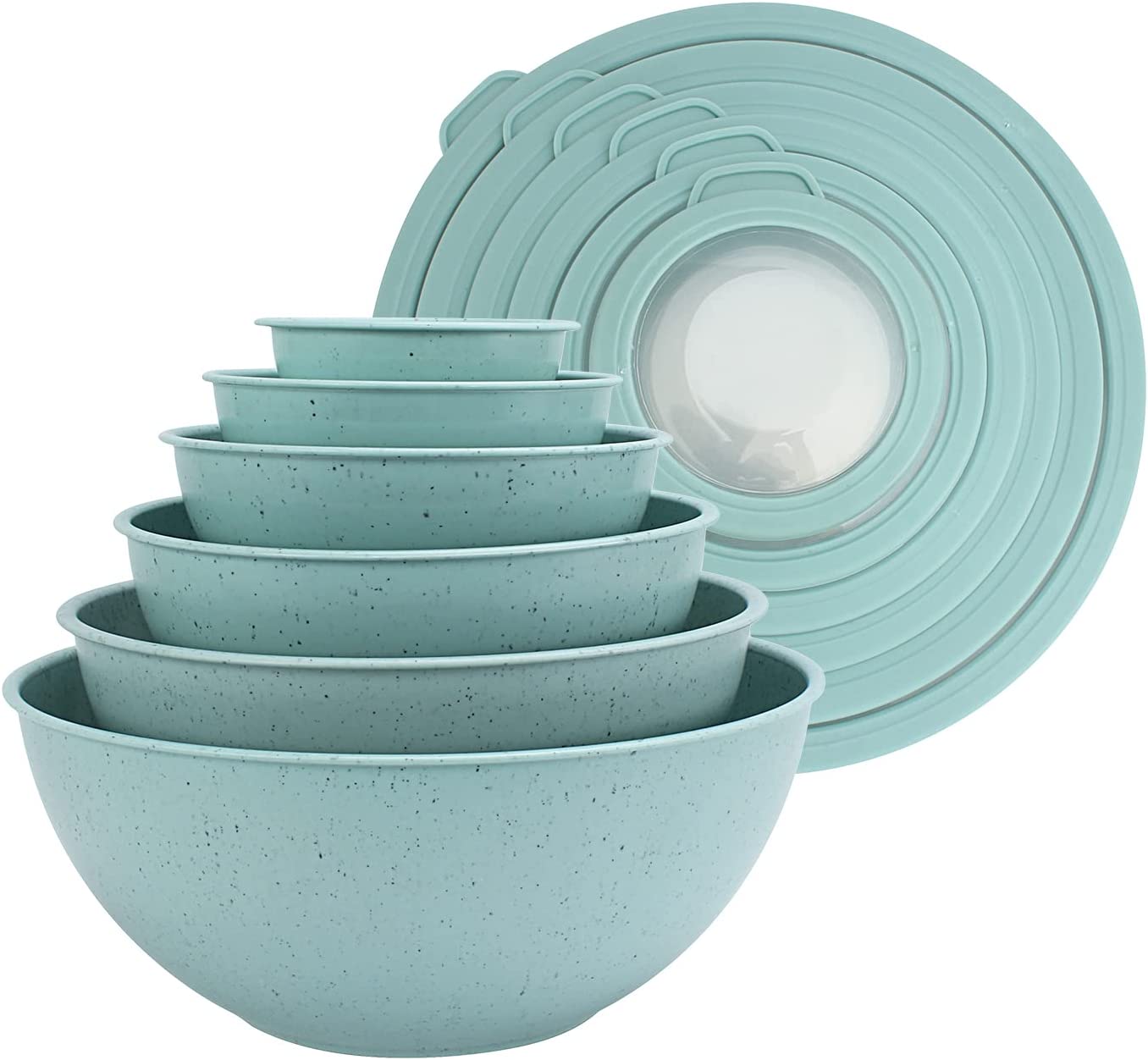 12 Piece Plastic Nesting Bowls, Set Includes 6 Prep Bowls and 6 Lids